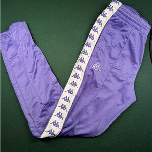 Kappa Purple Track Pants Logo Stripe Size Small